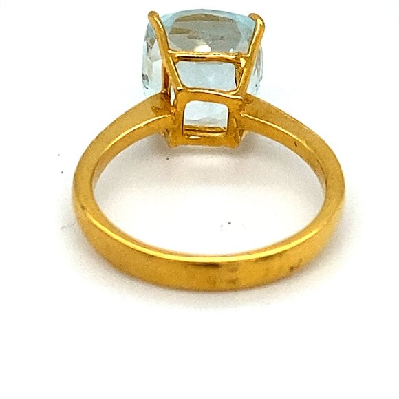 Aquamarine 4.97ct Solid 22K Yellow Gold Ring - Picture 5 of 7